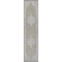 Vintage Casual Medallion Beige/Cream 2 ft. x 8 ft. Indoor/Outdoor Runner Rug