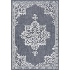 Arden Vintage Casual Medallion Blue/Cream 3 ft. x 5 ft. Indoor/Outdoor Area Rug