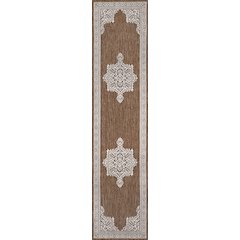 Vintage Casual Medallion Terra/Cream 2 ft. x 8 ft. Indoor/Outdoor Runner Rug