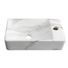 Wall Mounted Rectangular Ceramic Mini Sink, Right-Side Faucet