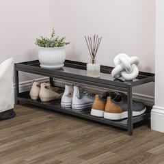 Industrial 6-Pair 2-Tier Iron Shoe Rack