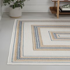 Nautical Mitre Stripe Reversible Machine-Washable Indoor/Outdoor Runner Rug
