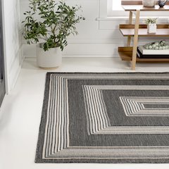 Nautical Mitre Stripe Reversible Machine-Washable Indoor/Outdoor Runner Rug