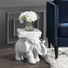 White Elephant Ceramic Garden Stool