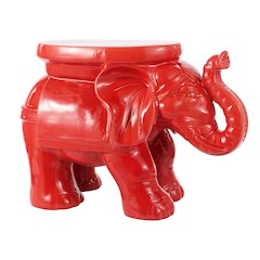 White Elephant 14.25" Bohemian Glazed Red Ceramic Elephant Garden Stool