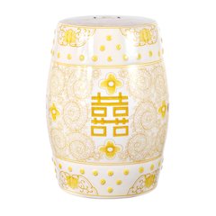 Double Chinoiserie Ceramic Drum Garden Stool
