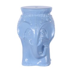 Orla 18.5" Global Blue Glazed Ceramic Elephant Garden Stool