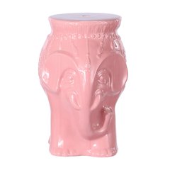Orla 18.5" Global Pink Glazed Ceramic Elephant Garden Stool