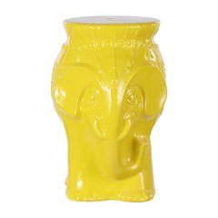 Orla 18.5" Global Yellow Glazed Ceramic Elephant Garden Stool