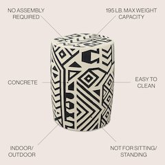 Rafi MidCentury Modern Geometric Drum Garden Stool