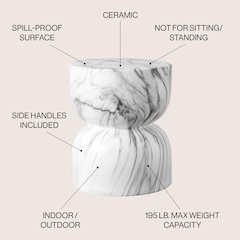 Zakhai Contemporary Modern Marble Glaze Drum Indoor/Outdoor Garden Stool