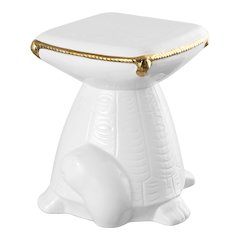 Stool, White/Gold