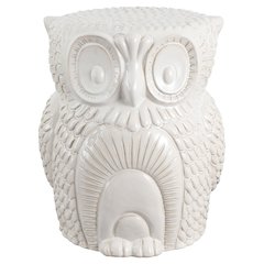 Millie 17.5" Classic Vintage Ceramic Indoor/Outdoor Owl Garden Stool, White