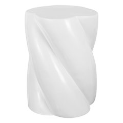Yves 17.5" Glossy Off-White Ceramic Twisted Garden Stool - Indoor/Outdoor