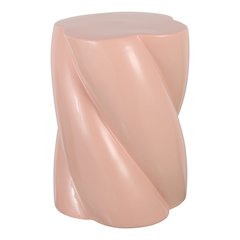 Yves 17.5" Glossy Pink Ceramic Twisted Garden Stool - Indoor/Outdoor Accent
