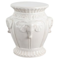 Anita 18" Classic Vintage Ceramic Indoor/Outdoor 4-Elephant Garden Stool, White