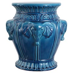 Anita 18" Bohemian Blue Cracks Elephant Ceramic Garden Stool - Indoor/Outdoor
