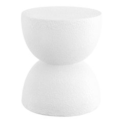 Greta 18" White Frosted Textured Hourglass Indoor/Outdoor Stool & Side Table