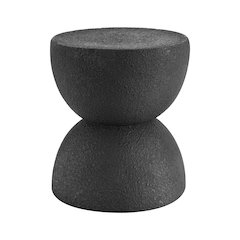 Greta 18" Black Frosted Textured Hourglass Indoor/Outdoor Stool & Side Table