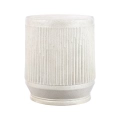 Kline 17.5" Modern Ribbed Cream Terrazzo UV-Resistant Resin Outdoor Accent Table