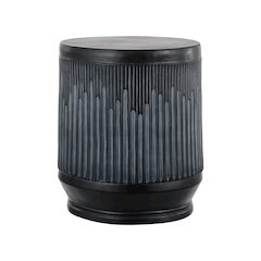 Kline 17.5" Modern Ribbed Washed Black UV-Resistant Resin Outdoor Accent Table