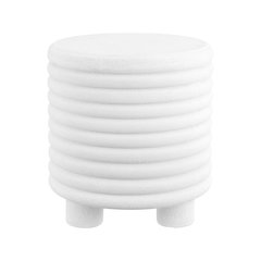 Evans 18" Modern Ribbed Drum Polyresin Outdoor Accent Table and Garden Stool