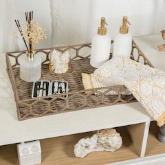 Honeycomb Rustic Bohemian Hand-Woven Rattan Tray