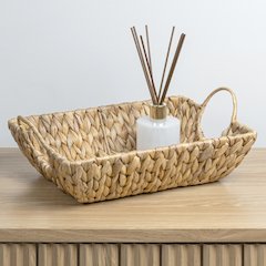 Rowan Bohemian Cottage Handwoven Hyacinth Rectangular Decorative Basket Trays