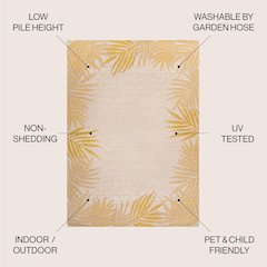 Isla Coastal Cottage Palm Frond Border Indoor/Outdoor Area Rug