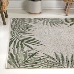 Isla Coastal Cottage Palm Frond Border Indoor/Outdoor Area Rug