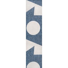 Two-Tone Navy/Cream 2 ft. x 8 ft. Indoor/Outdoor Runner Rug
