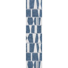 Two-Tone Navy/Cream 2 ft. x 8 ft. Indoor/Outdoor Runner Rug
