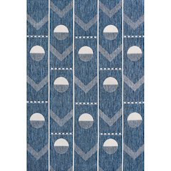Soren Modern Geometric Navy/Cream 3 ft. x 5 ft. Indoor/Outdoor Area Rug