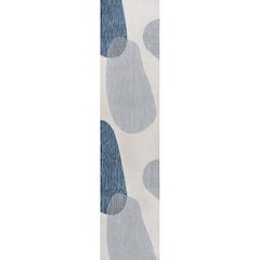 Geometric Organic Shapes Cream/Navy 2 ft. x 8 ft. Indoor/Outdoor Runner Rug