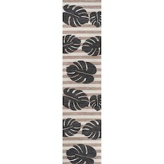 and Monstera Leaf Black/Beige 2 ft. x 8 ft. Indoor/Outdoor Runner Rug