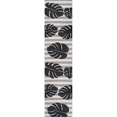and Monstera Leaf Black/Gray 2 ft. x 8 ft. Indoor/Outdoor Runner Rug