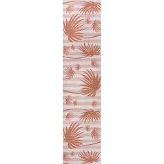 and Palm Leaf Pink/Cream 2 ft. x 8 ft. Indoor/Outdoor Runner Rug