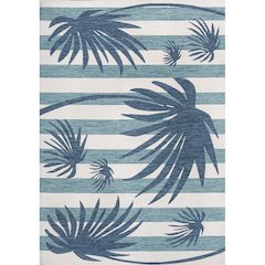 and Palm Leaf Navy/Cream 3 ft. x 5 ft. Indoor/Outdoor Area Rug