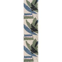 Palm Leaf Navy/Cream 2 ft. x 8 ft. Indoor/Outdoor Runner Rug