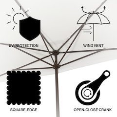 Rectangular Half Market Patio Umbrella with Crank, Wind Vent and UV Protection