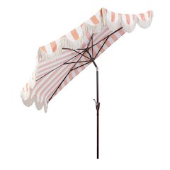 Beverly 9 ft. Coastal Space-Saving Half Patio Umbrella with Scalloped Fringe