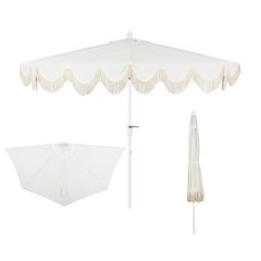 Beverly 9 ft. Coastal Space-Saving Half Patio Umbrella with Scalloped Fringe