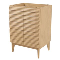 Calandre 24 in. W x 18 in. D x 33 in. H Thin Linear Slat Wood Farmhouse 2-Shelf