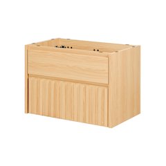2-Drawer Wall Mounted Bath Vanity Cabinet Only (Sink Basin Not Included), Oak