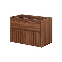 2-Drawer Wall Mounted Bath Vanity Cabinet Only (Sink Basin Not Included), Walnut