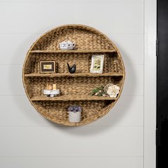 Annulus 3-Shelf Circular Handwoven Hyacinth Wall Rack