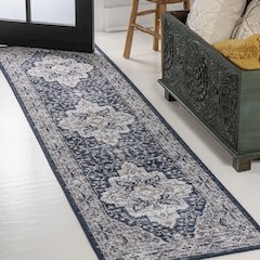 Didim Boho Gray Medallion Machine-Washable Runner Rug