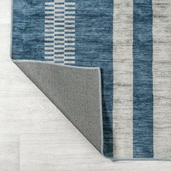 Vichy Geometric Striped Machine-Washable Area Rug