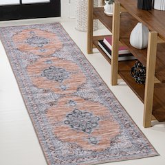 Wincer Chenille Cottage Medallion Machine-Washable Runner Rug