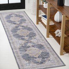 Wincer Chenille Cottage Medallion Machine-Washable Runner Rug